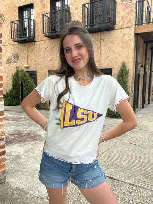 Queen of Sparkles Licensed LSU Pennant Frill Tee