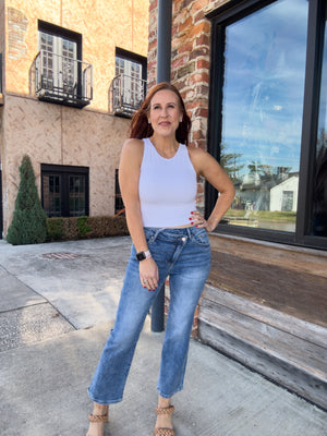 Alessia Crossover Straight Leg Jeans