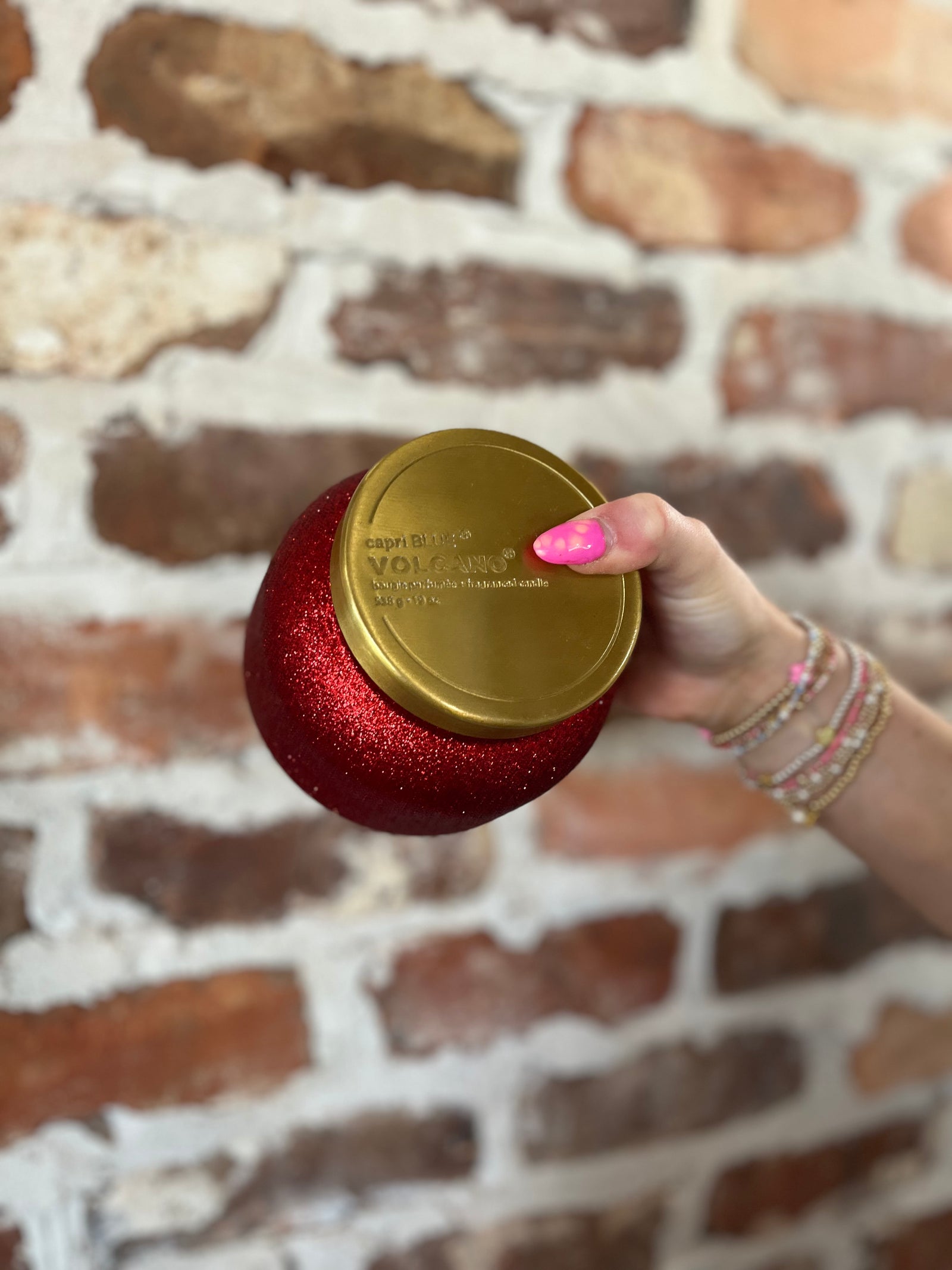 Capri Red Glitter Candle - Volcano