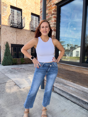 Alessia Crossover Straight Leg Jeans