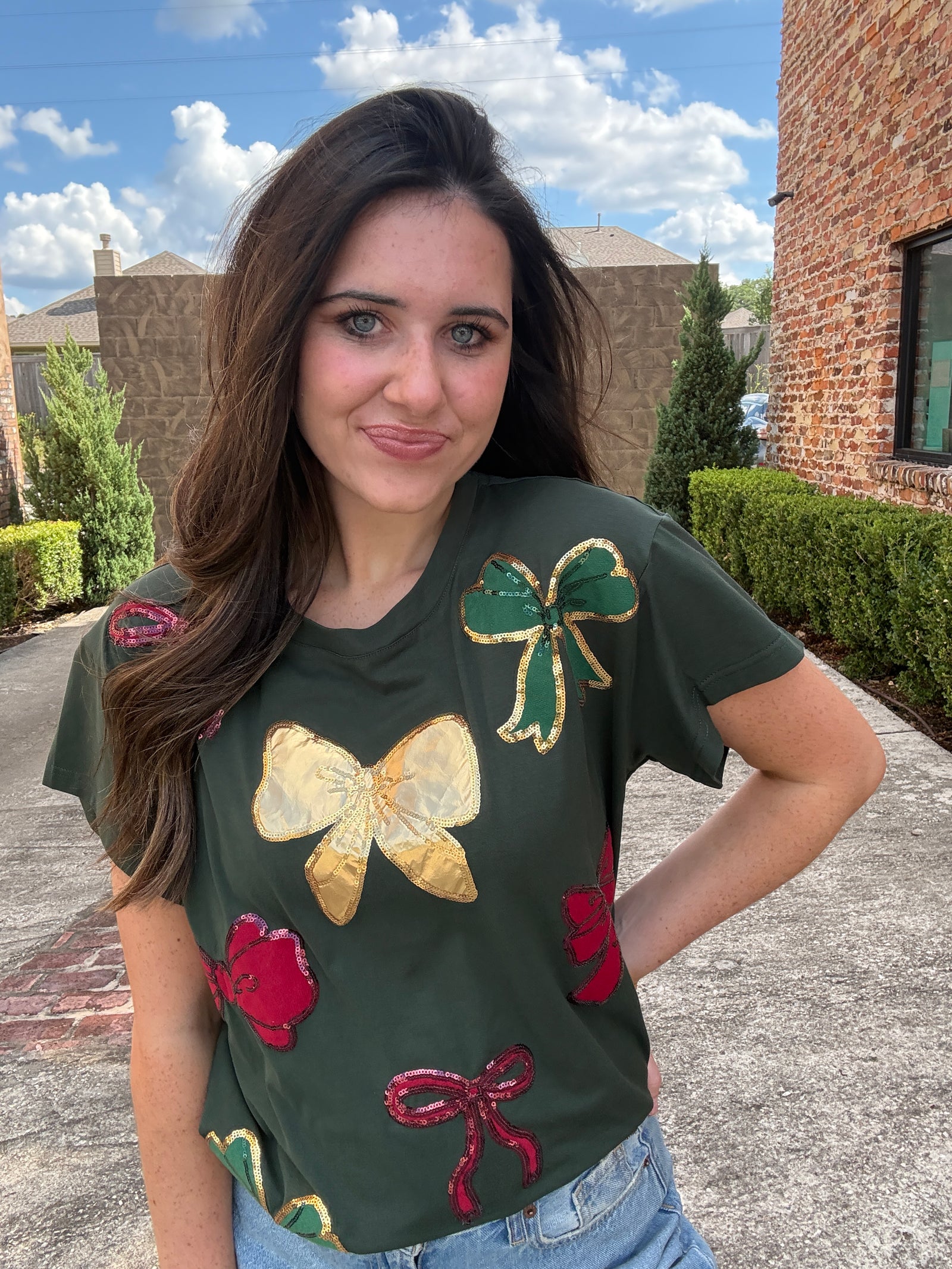 Queen of Sparkles Custom Holiday Bow Tee