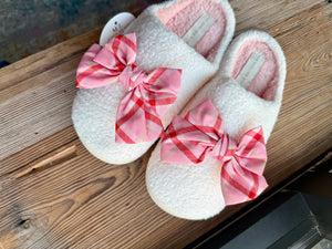 Betty Bow Fuzzy Slippers-Holiday