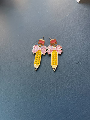 Pencil & Bow Earrings