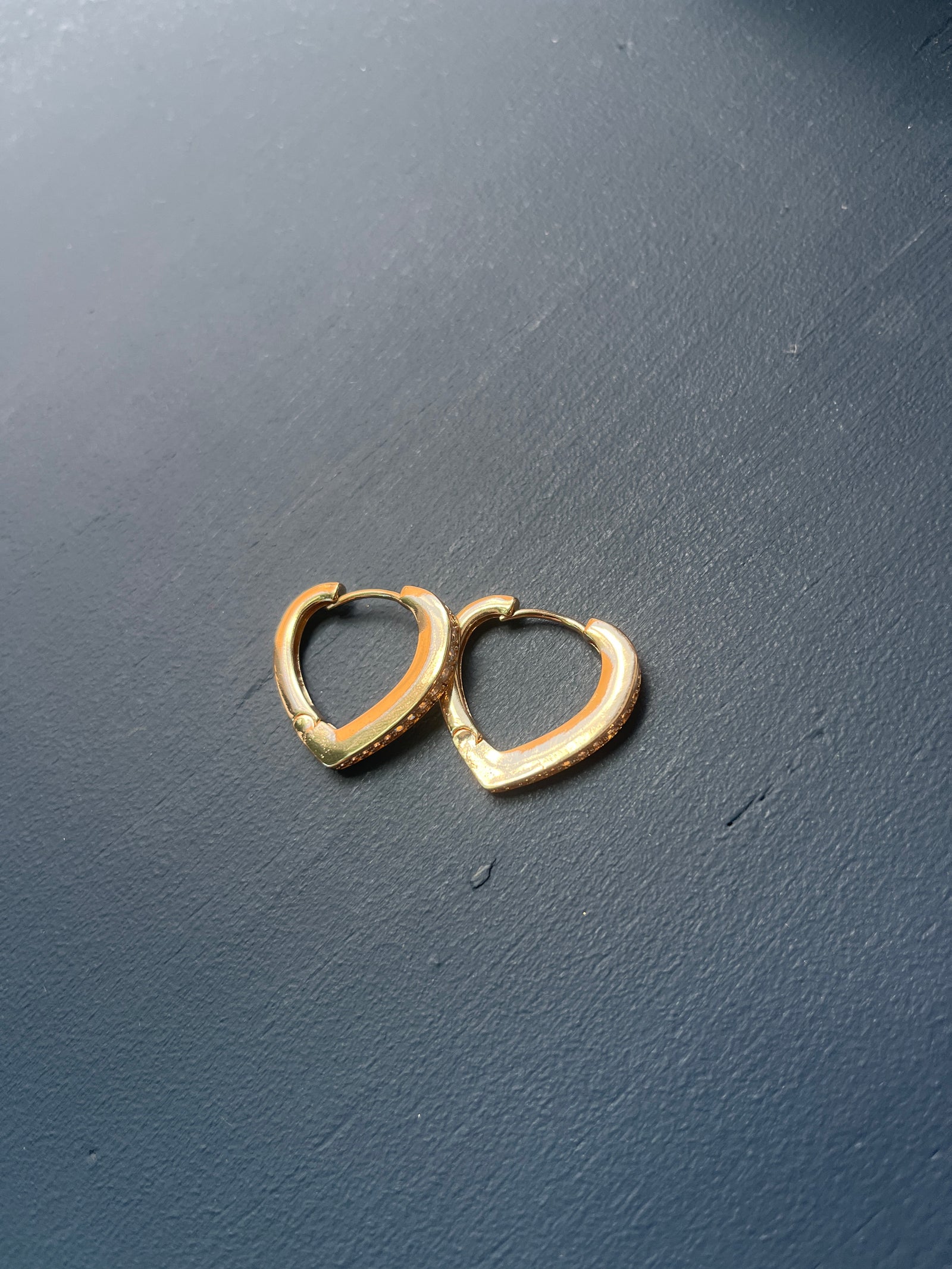 Heart & Stone Huggie Earrings