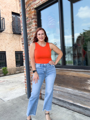 Roxy Cropped Straight Leg Jeans