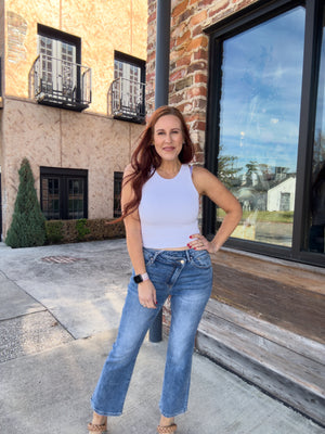 Alessia Crossover Straight Leg Jeans