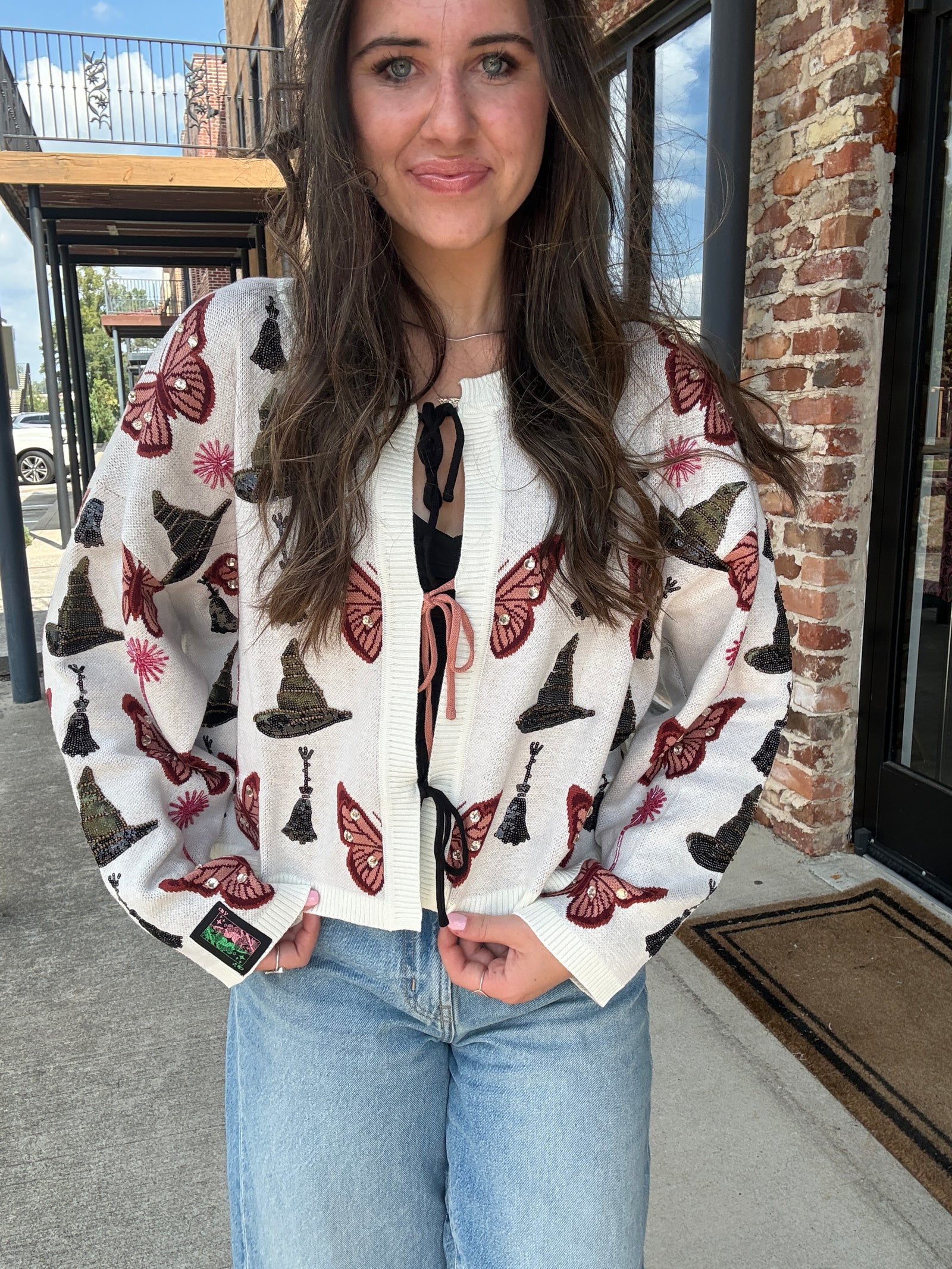 Queen of Sparkles Licensed Butterfly, Broom and Wand Tie Front Cardigan