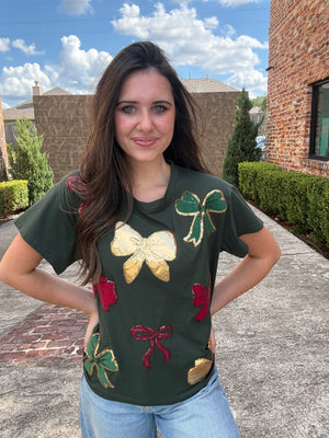 Queen of Sparkles Custom Holiday Bow Tee
