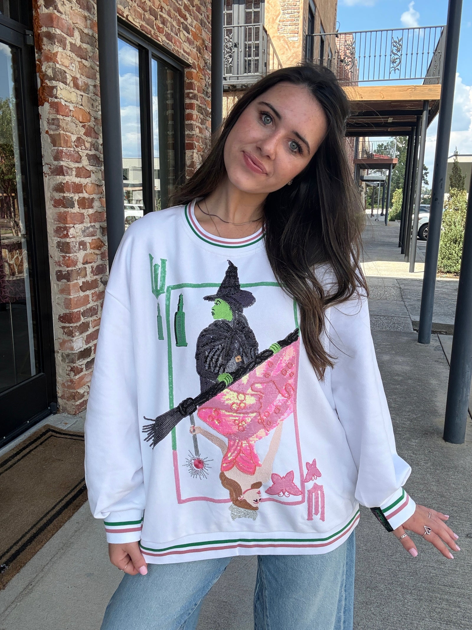 Queen of Sparkles Licensed Elphaba & Glinda Card Sweatshirt