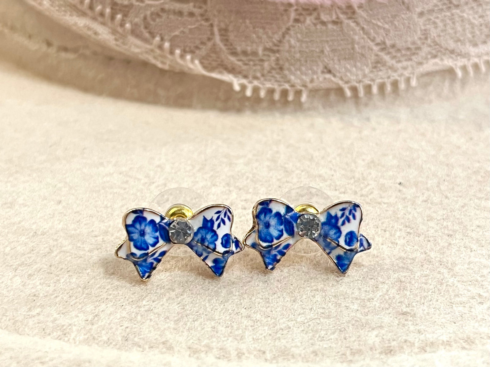 Whimsy Blue Bow Stud Earring