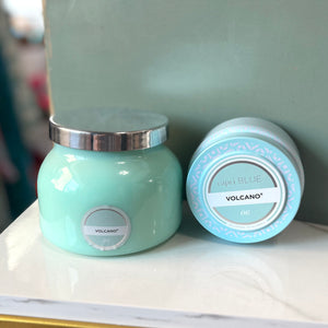 Volcano Aqua Printed Travel Tin Candle, 8.5 oz