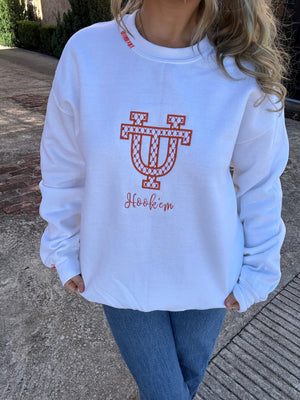 Texas/Hook'em Embroidered Sweatshirt