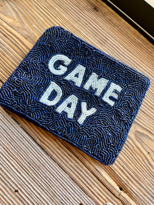 Blue Game Day Beaded Pouch