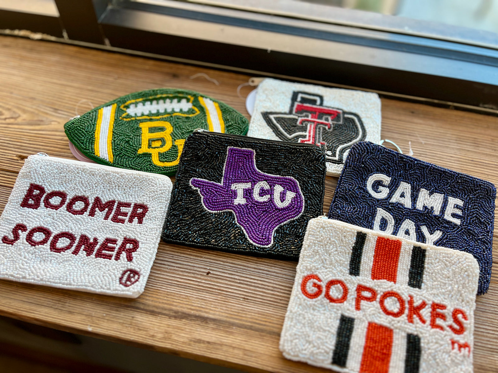 Blue Game Day Beaded Pouch