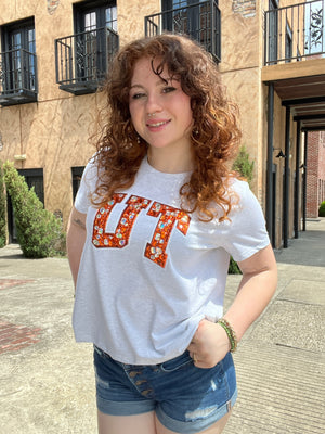 Queen of Sparkles Licensed Texas ‘UT’ Multi Jeweled Letter Tee
