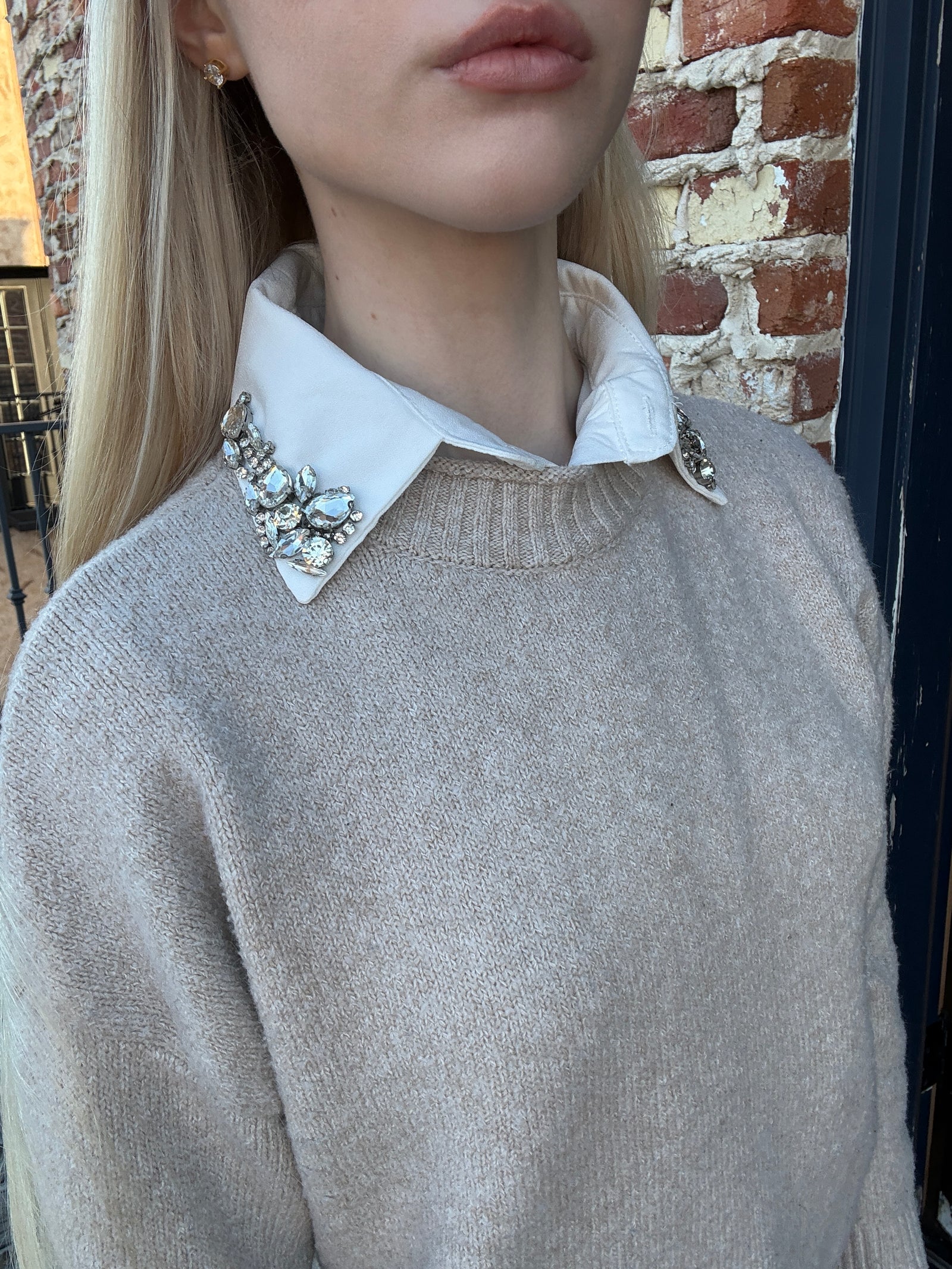 The Corporate Collar - White & Rhinestones