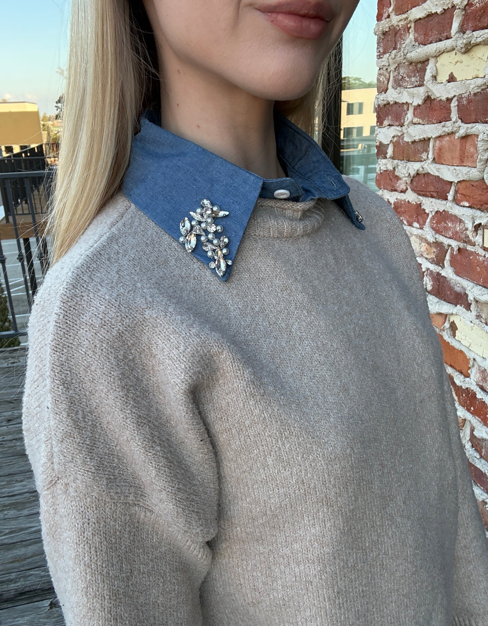 The Corporate Collar - Denim with Rhinestones