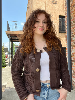 Chocolate Crochet Cardigan