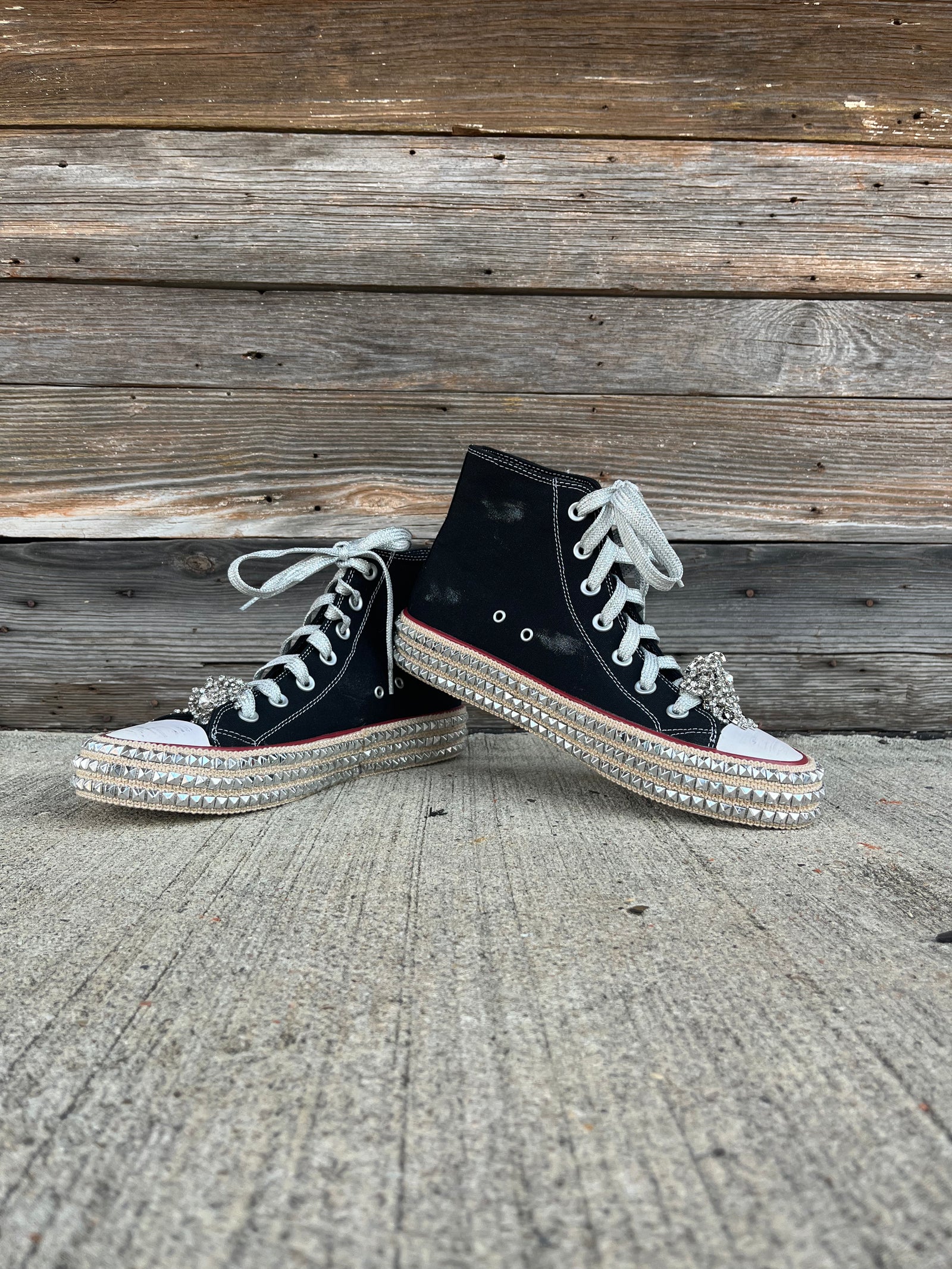 The Ash High Top Studded Sneaker - Black