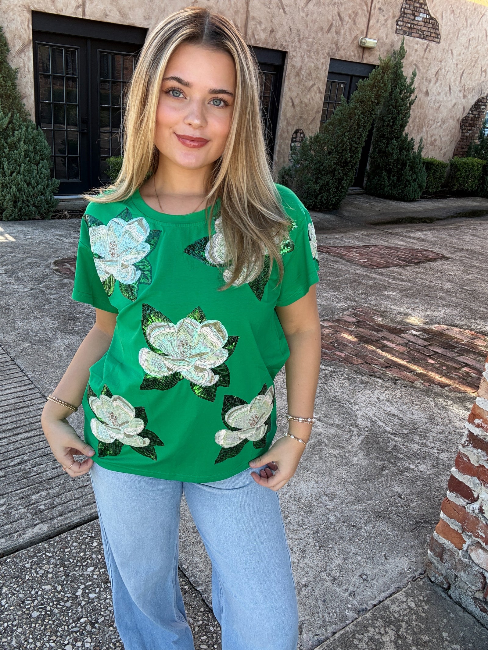 Queen of Sparkles Green Magnolia Tee