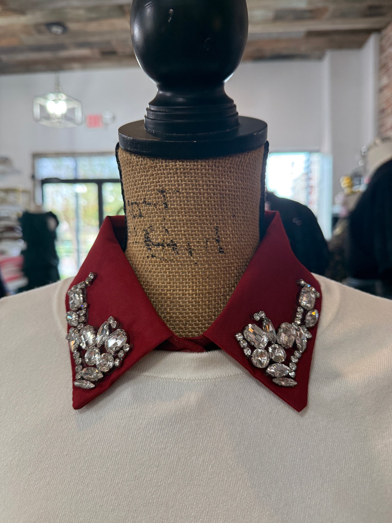 The Corporate Collar - Maroon & Rhinestones