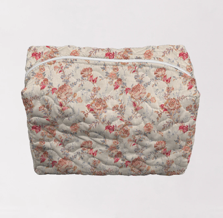 Ida Mae Home Natalie Floral Pink Quilted Makeup Bag