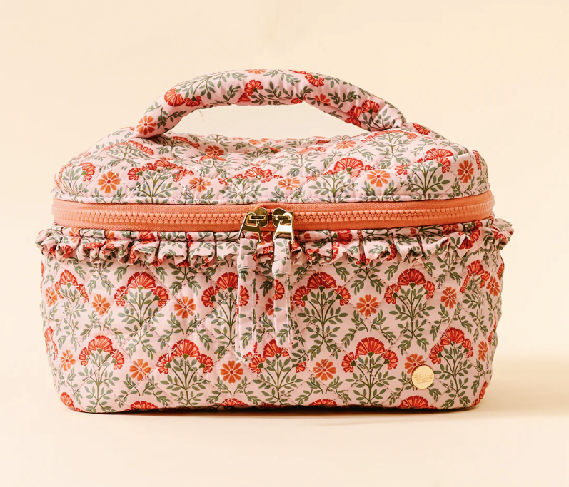Everbloom Dusty Rose Glam & Go Quilted Cosmetic Bag
