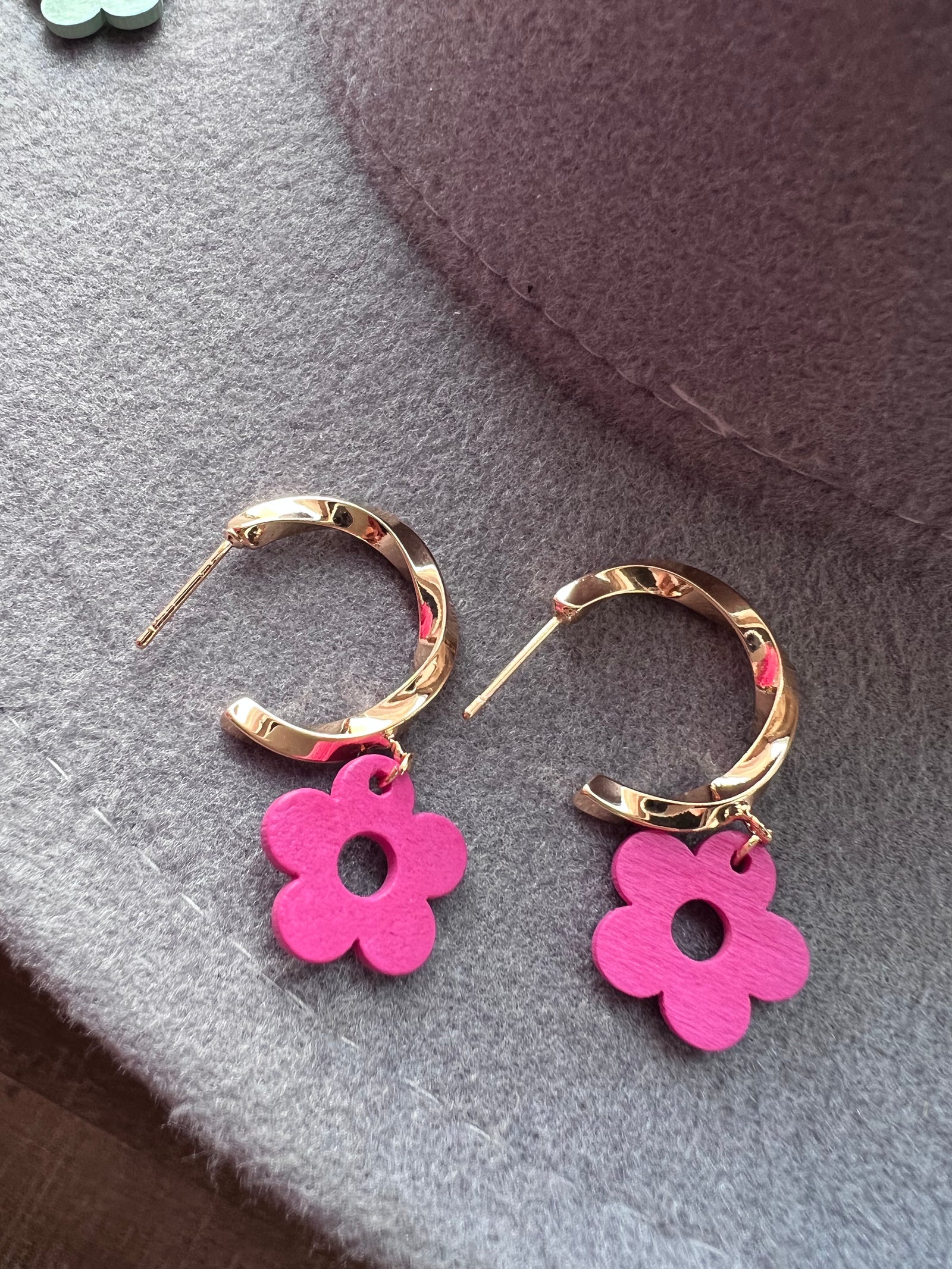 Wood Flower Earrings