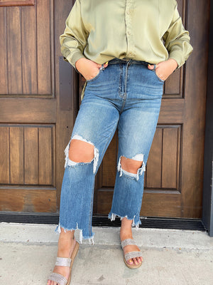 The Tina Distressed Crop
