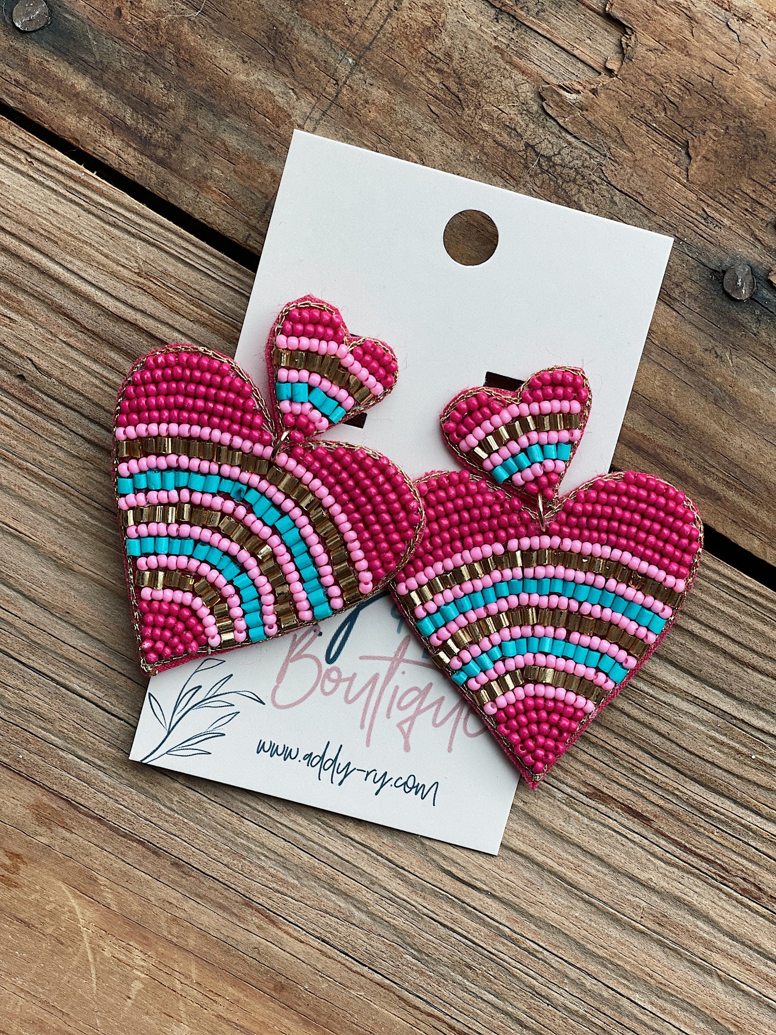 Pink Rainbow Heart Earrings